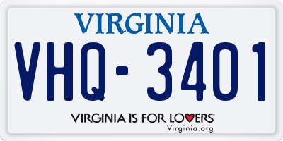VA license plate VHQ3401
