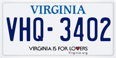 VA license plate VHQ3402