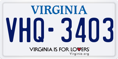 VA license plate VHQ3403