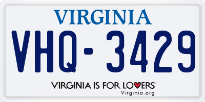 VA license plate VHQ3429