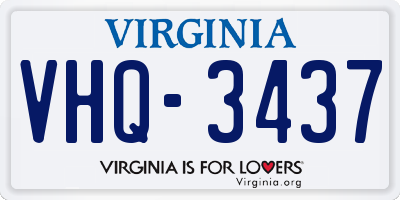 VA license plate VHQ3437