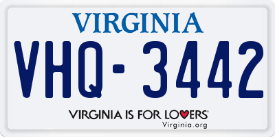 VA license plate VHQ3442