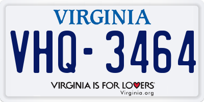 VA license plate VHQ3464