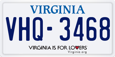 VA license plate VHQ3468