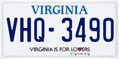 VA license plate VHQ3490