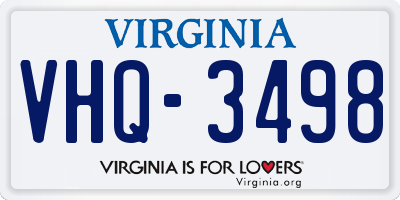 VA license plate VHQ3498