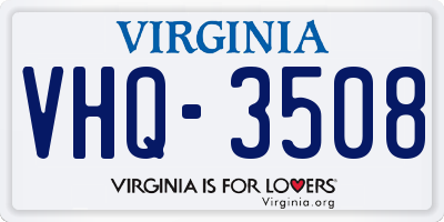 VA license plate VHQ3508