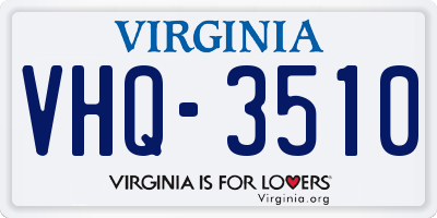 VA license plate VHQ3510