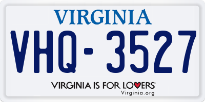 VA license plate VHQ3527