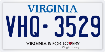 VA license plate VHQ3529