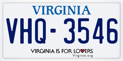 VA license plate VHQ3546