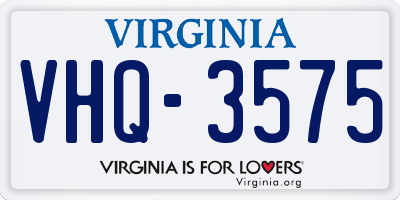 VA license plate VHQ3575
