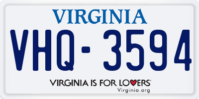VA license plate VHQ3594