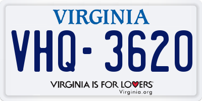 VA license plate VHQ3620