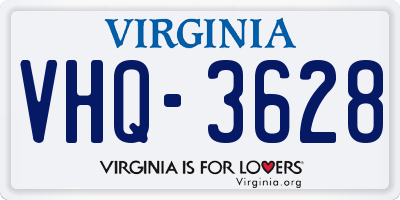 VA license plate VHQ3628