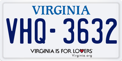 VA license plate VHQ3632