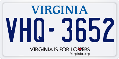 VA license plate VHQ3652