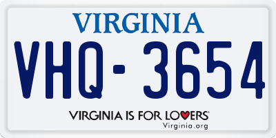 VA license plate VHQ3654