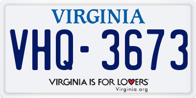 VA license plate VHQ3673
