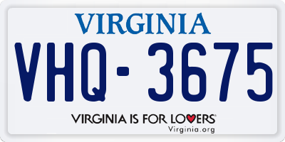VA license plate VHQ3675