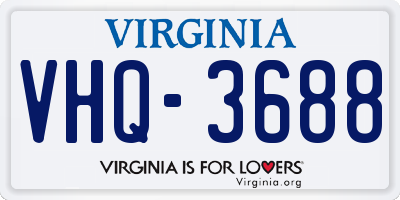 VA license plate VHQ3688
