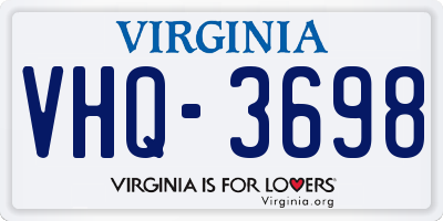 VA license plate VHQ3698
