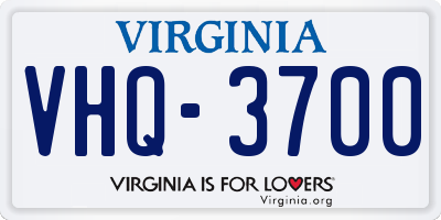 VA license plate VHQ3700