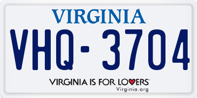 VA license plate VHQ3704