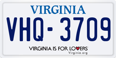VA license plate VHQ3709