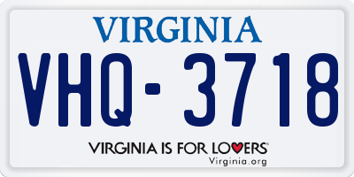 VA license plate VHQ3718