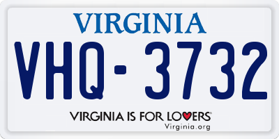 VA license plate VHQ3732