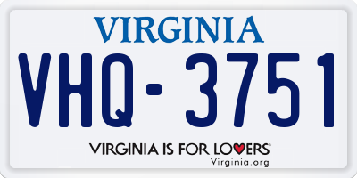 VA license plate VHQ3751