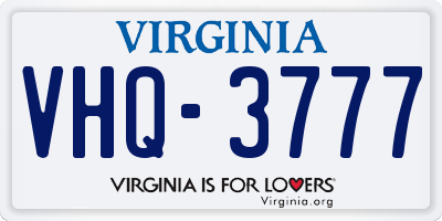 VA license plate VHQ3777