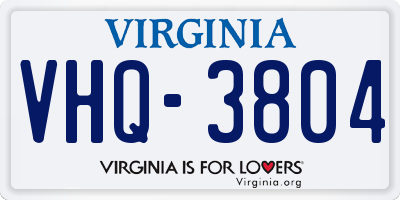 VA license plate VHQ3804