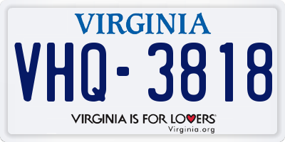 VA license plate VHQ3818