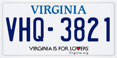 VA license plate VHQ3821