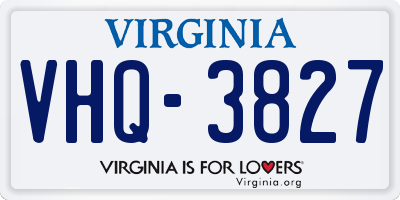 VA license plate VHQ3827