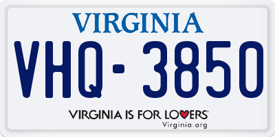 VA license plate VHQ3850