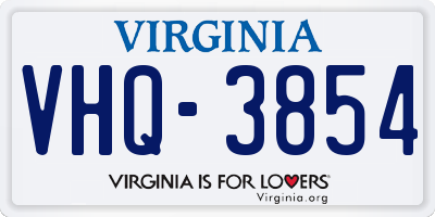 VA license plate VHQ3854