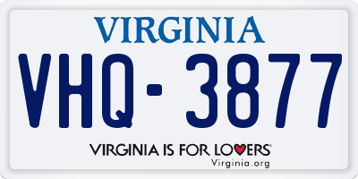 VA license plate VHQ3877