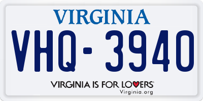 VA license plate VHQ3940