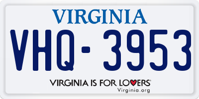 VA license plate VHQ3953