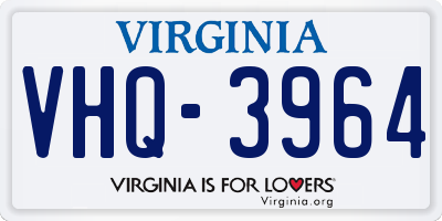VA license plate VHQ3964