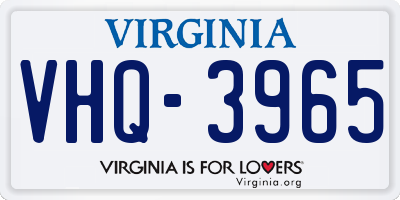 VA license plate VHQ3965