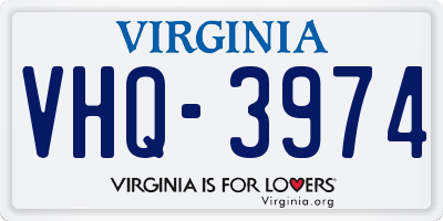 VA license plate VHQ3974