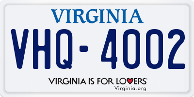 VA license plate VHQ4002