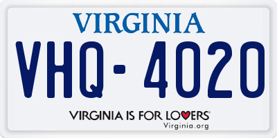 VA license plate VHQ4020