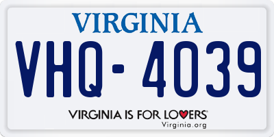VA license plate VHQ4039