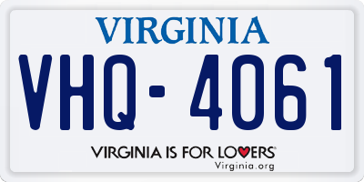 VA license plate VHQ4061