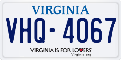 VA license plate VHQ4067